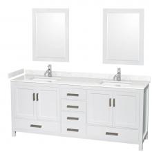 Wyndham Collection WCS141480DWHC2UNSM24 - Sheffield 80 Inch Double Bathroom Vanity in White, Carrara Cultured Marble Countertop, Undermount