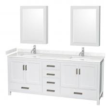 Wyndham Collection WCS141480DWHC2UNSMED - Sheffield 80 Inch Double Bathroom Vanity in White, Carrara Cultured Marble Countertop, Undermount