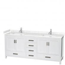 Wyndham Collection WCS141480DWHC2UNSMXX - Sheffield 80 Inch Double Bathroom Vanity in White, Carrara Cultured Marble Countertop, Undermount