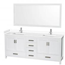 Wyndham Collection WCS141480DWHWCUNSM70 - Sheffield 80 Inch Double Bathroom Vanity in White, White Cultured Marble Countertop, Undermount Sq