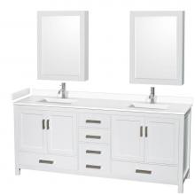 Wyndham Collection WCS141480DWHWCUNSMED - Sheffield 80 Inch Double Bathroom Vanity in White, White Cultured Marble Countertop, Undermount Sq