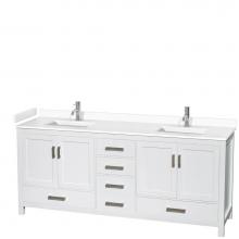 Wyndham Collection WCS141480DWHWCUNSMXX - Sheffield 80 Inch Double Bathroom Vanity in White, White Cultured Marble Countertop, Undermount Sq