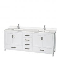 Wyndham Collection WCS141480DWHWQUNSMXX - Sheffield 80 Inch Double Bathroom Vanity in White, White Quartz Countertop, Undermount Square Sink