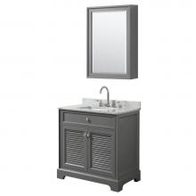 Wyndham Collection WCS212130SKGCMUNSMED - 30 inch Single Bathroom Vanity in Dark Gray, White Carrara Marble Countertop, Undermount Square Si