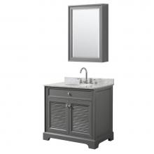 Wyndham Collection WCS212136SKGCMUNOMED - 36 inch Single Bathroom Vanity in Dark Gray, White Carrara Marble Countertop, Undermount Oval Sink