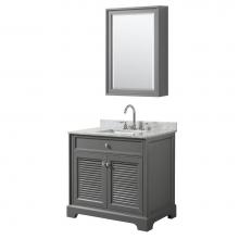 Wyndham Collection WCS212136SKGCMUNSMED - 36 inch Single Bathroom Vanity in Dark Gray, White Carrara Marble Countertop, Undermount Square Si