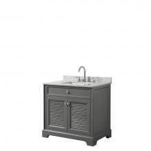 Wyndham Collection WCS212136SKGCMUNSMXX - 36 inch Single Bathroom Vanity in Dark Gray, White Carrara Marble Countertop, Undermount Square Si