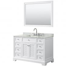 Wyndham Collection WCS212148SWHCMUNSM46 - 48 inch Single Bathroom Vanity in White, White Carrara Marble Countertop, Undermount Square Sink,