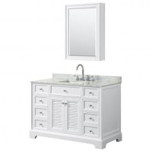 Wyndham Collection WCS212148SWHCMUNSMED - 48 inch Single Bathroom Vanity in White, White Carrara Marble Countertop, Undermount Square Sink,