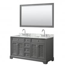 Wyndham Collection WCS212160DKGCMUNSM58 - 60 inch Double Bathroom Vanity in Dark Gray, White Carrara Marble Countertop, Undermount Square Si