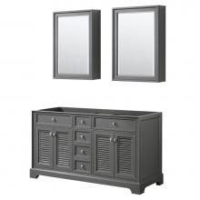 Wyndham Collection WCS212160DKGCXSXXMED - 60 inch Double Bathroom Vanity in Dark Gray, No Countertop, No Sink, and Medicine Cabinets