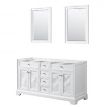 Wyndham Collection WCS212160DWHCXSXXM24 - 60 inch Double Bathroom Vanity in White, No Countertop, No Sink, and 24 inch Mirrors