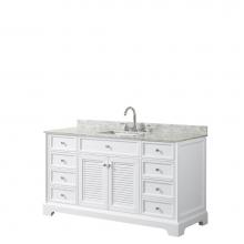 Wyndham Collection WCS212160SWHCMUNSMXX - 60 inch Single Bathroom Vanity in White, White Carrara Marble Countertop, Undermount Square Sink,