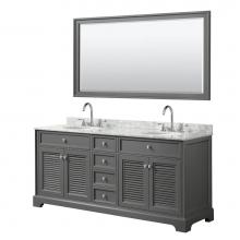 Wyndham Collection WCS212172DKGCMUNOM70 - 72 inch Double Bathroom Vanity in Dark Gray, White Carrara Marble Countertop, Undermount Oval Sink