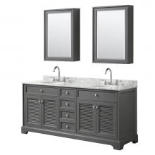 Wyndham Collection WCS212172DKGCMUNOMED - 72 inch Double Bathroom Vanity in Dark Gray, White Carrara Marble Countertop, Undermount Oval Sink