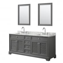 Wyndham Collection WCS212172DKGCMUNSM24 - 72 inch Double Bathroom Vanity in Dark Gray, White Carrara Marble Countertop, Undermount Square Si