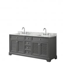 Wyndham Collection WCS212172DKGCMUNSMXX - 72 inch Double Bathroom Vanity in Dark Gray, White Carrara Marble Countertop, Undermount Square Si