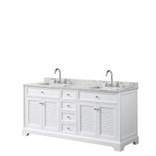 Wyndham Collection WCS212172DWHCMUNSMXX - 72 inch Double Bathroom Vanity in White, White Carrara Marble Countertop, Undermount Square Sinks,