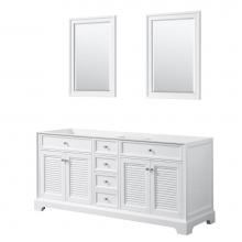 Wyndham Collection WCS212172DWHCXSXXM24 - 72 inch Double Bathroom Vanity in White, No Countertop, No Sink, and 24 inch Mirrors