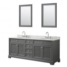 Wyndham Collection WCS212180DKGCMUNOM24 - 80 inch Double Bathroom Vanity in Dark Gray, White Carrara Marble Countertop, Undermount Oval Sink