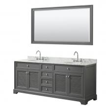 Wyndham Collection WCS212180DKGCMUNOM70 - 80 inch Double Bathroom Vanity in Dark Gray, White Carrara Marble Countertop, Undermount Oval Sink