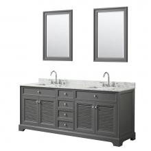 Wyndham Collection WCS212180DKGCMUNSM24 - 80 inch Double Bathroom Vanity in Dark Gray, White Carrara Marble Countertop, Undermount Square Si