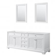 Wyndham Collection WCS212180DWHCXSXXM24 - 80 inch Double Bathroom Vanity in White, No Countertop, No Sink, and 24 inch Mirrors