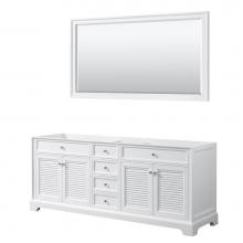 Wyndham Collection WCS212180DWHCXSXXM70 - 80 inch Double Bathroom Vanity in White, No Countertop, No Sink, and 70 inch Mirror