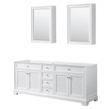 Wyndham Collection WCS212180DWHCXSXXMED - 80 inch Double Bathroom Vanity in White, No Countertop, No Sink, and Medicine Cabinets