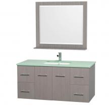 Wyndham Collection WCV00948GOGR - 48 inch Single Bathroom Vanity in Gray Oak, Green Glass Countertop, Square Porcelain Undermount Si