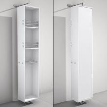 Wyndham Collection WCV202WH - Linen Tower & 360 Degree Rotating Floor Cabinet with Full-Length Mirror in White