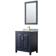 Wyndham Collection WCV252530SBLCMUNSM24 - Daria 30 Inch Single Bathroom Vanity in Dark Blue, White Carrara Marble Countertop, Undermount Squ