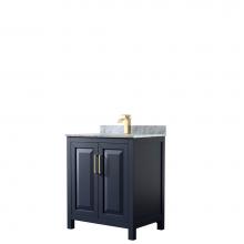 Wyndham Collection WCV252530SBLCMUNSMXX - Daria 30 Inch Single Bathroom Vanity in Dark Blue, White Carrara Marble Countertop, Undermount Squ