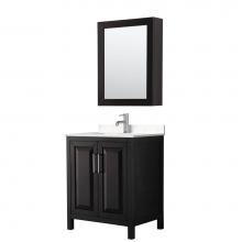 Wyndham Collection WCV252530SDEC2UNSMED - Daria 30 Inch Single Bathroom Vanity in Dark Espresso, Light-Vein Carrara Cultured Marble Countert