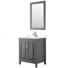 Wyndham Collection WCV252530SKGC2UNSM24 - Daria 30 Inch Single Bathroom Vanity in Dark Gray, Light-Vein Carrara Cultured Marble Countertop,