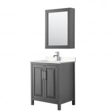 Wyndham Collection WCV252530SKGC2UNSMED - Daria 30 Inch Single Bathroom Vanity in Dark Gray, Light-Vein Carrara Cultured Marble Countertop,