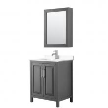 Wyndham Collection WCV252530SKGWCUNSMED - Daria 30 Inch Single Bathroom Vanity in Dark Gray, White Cultured Marble Countertop, Undermount Sq