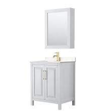 Wyndham Collection WCV252530SWGC2UNSMED - Daria 30'' Single Bathroom Vanity in White, Light-Vein Carrara Cultured Marble Counterto