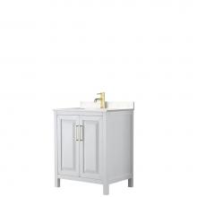 Wyndham Collection WCV252530SWGC2UNSMXX - Daria 30 Inch Single Bathroom Vanity in White, Light-Vein Carrara Cultured Marble Countertop, Unde