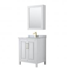 Wyndham Collection WCV252530SWGCMUNSMED - Daria 30 Inch Single Bathroom Vanity in White, White Carrara Marble Countertop, Undermount Square