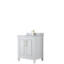 Wyndham Collection WCV252530SWGCMUNSMXX - Daria 30 Inch Single Bathroom Vanity in White, White Carrara Marble Countertop, Undermount Square