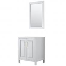 Wyndham Collection WCV252530SWGCXSXXM24 - Daria 30 Inch Single Bathroom Vanity in White, No Countertop, No Sink, 24 Inch Mirror, Brushed Gol