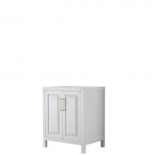 Wyndham Collection WCV252530SWGCXSXXMXX - Daria 30 Inch Single Bathroom Vanity in White, No Countertop, No Sink, Brushed Gold Trim