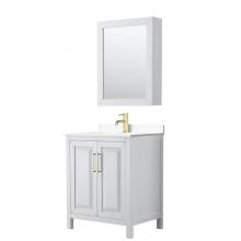 Wyndham Collection WCV252530SWGWCUNSMED - Daria 30 Inch Single Bathroom Vanity in White, White Cultured Marble Countertop, Undermount Square