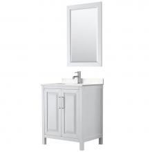 Wyndham Collection WCV252530SWHC2UNSM24 - Daria 30 Inch Single Bathroom Vanity in White, Light-Vein Carrara Cultured Marble Countertop, Unde