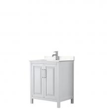 Wyndham Collection WCV252530SWHC2UNSMXX - Daria 30 Inch Single Bathroom Vanity in White, Light-Vein Carrara Cultured Marble Countertop, Unde