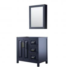 Wyndham Collection WCV252536SBLCXSXXMED - Daria 36 Inch Single Bathroom Vanity in Dark Blue, No Countertop, No Sink, Medicine Cabinet