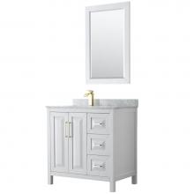 Wyndham Collection WCV252536SWGCMUNSM24 - Daria 36 Inch Single Bathroom Vanity in White, White Carrara Marble Countertop, Undermount Square