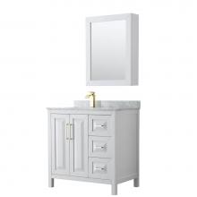 Wyndham Collection WCV252536SWGCMUNSMED - Daria 36 Inch Single Bathroom Vanity in White, White Carrara Marble Countertop, Undermount Square