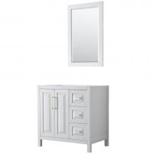 Wyndham Collection WCV252536SWGCXSXXM24 - Daria 36 Inch Single Bathroom Vanity in White, No Countertop, No Sink, 24 Inch Mirror, Brushed Gol